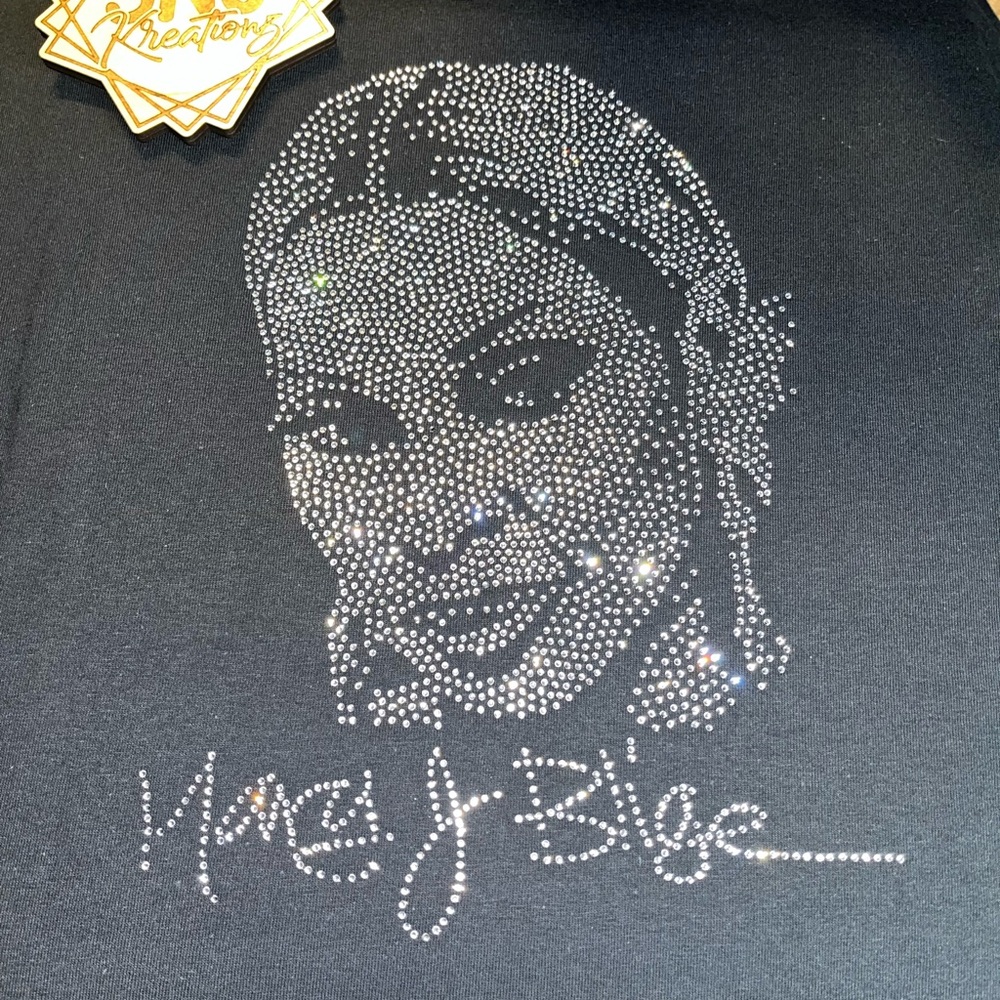 Mary J. Blige “MJB” Rhinestone Graphic Tee (S-XL)